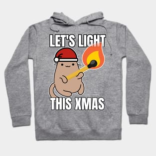 Funny Christmas elf Cat Lets light this Xmas Red Hoodie